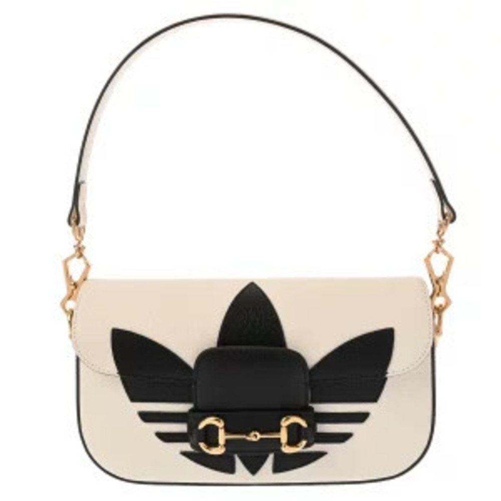 Gucci x Adidas Shoulder Bag Horsebit White Black Leather